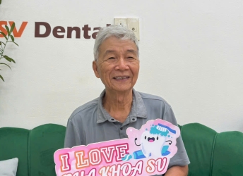 Chú Bản thay cầu răng sứ cũ bị đau, nhét thức ăn, và thay lại cầu răng toàn sứ tại NHA KHOA SV 