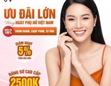 Ưu đãi lơn chúc mừng ngày phụ nữ việt nam 20/10- ưu đãi răng sứ cao cấp chỉ 2.500.000 /1 răng  tại NHA KHOA SV 