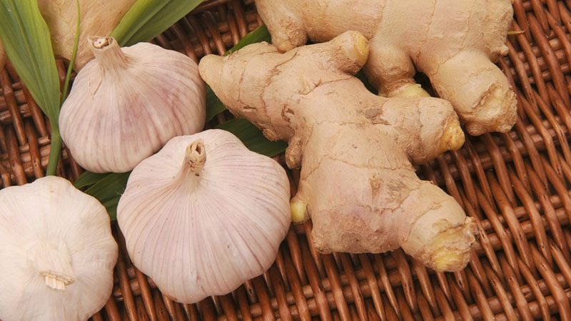 Hình ảnh sử dụng gừng và tỏi để giảm đau răng